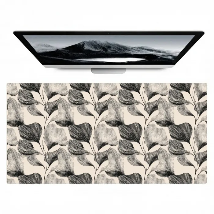 Botanisch - Bladeren - Zwart Muismat XXL klein 681 -zzz3d
