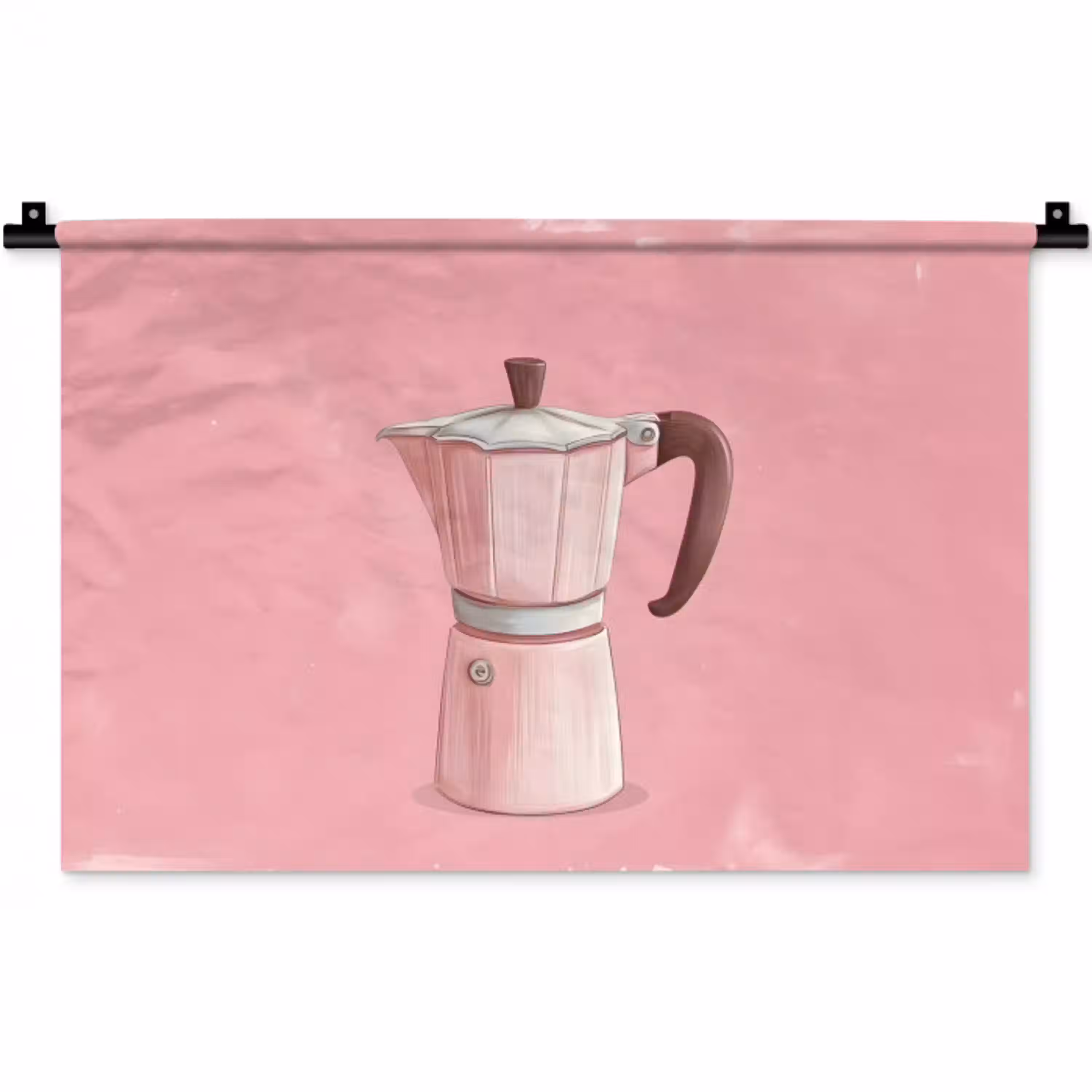 Roze - Mokkapot - Illustratie - Koffie Wandkleed katoen klein -zz3d
