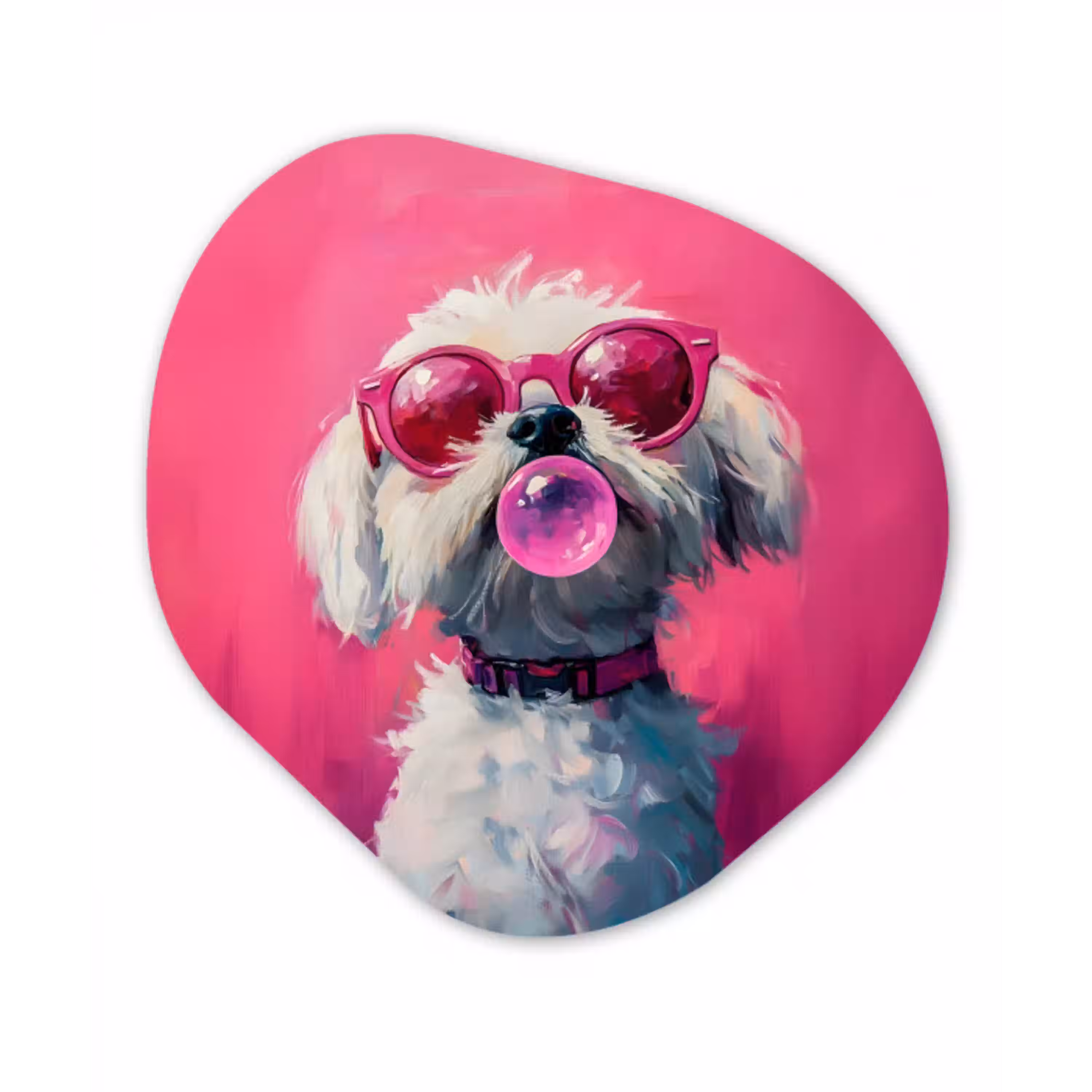 Pink - Hond - Bubbel Wandcirkel Organisch Forex 3mm klein -3d