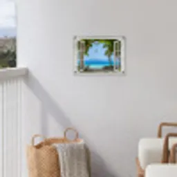 Uitzicht op Tropisch Strand tuinposter los doek klein -sfeer8