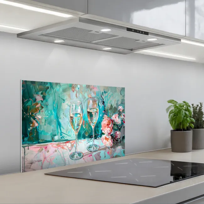 Impressionistisch Proostmoment keuken achterwand spatscherm klein -3d_schuin