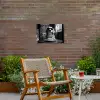 Golden Retriever - Hond - Vrolijk -  Bord spaghetti - Zwart - wit Tuinposter op houten frame 2 cm dik klein -sfeer3