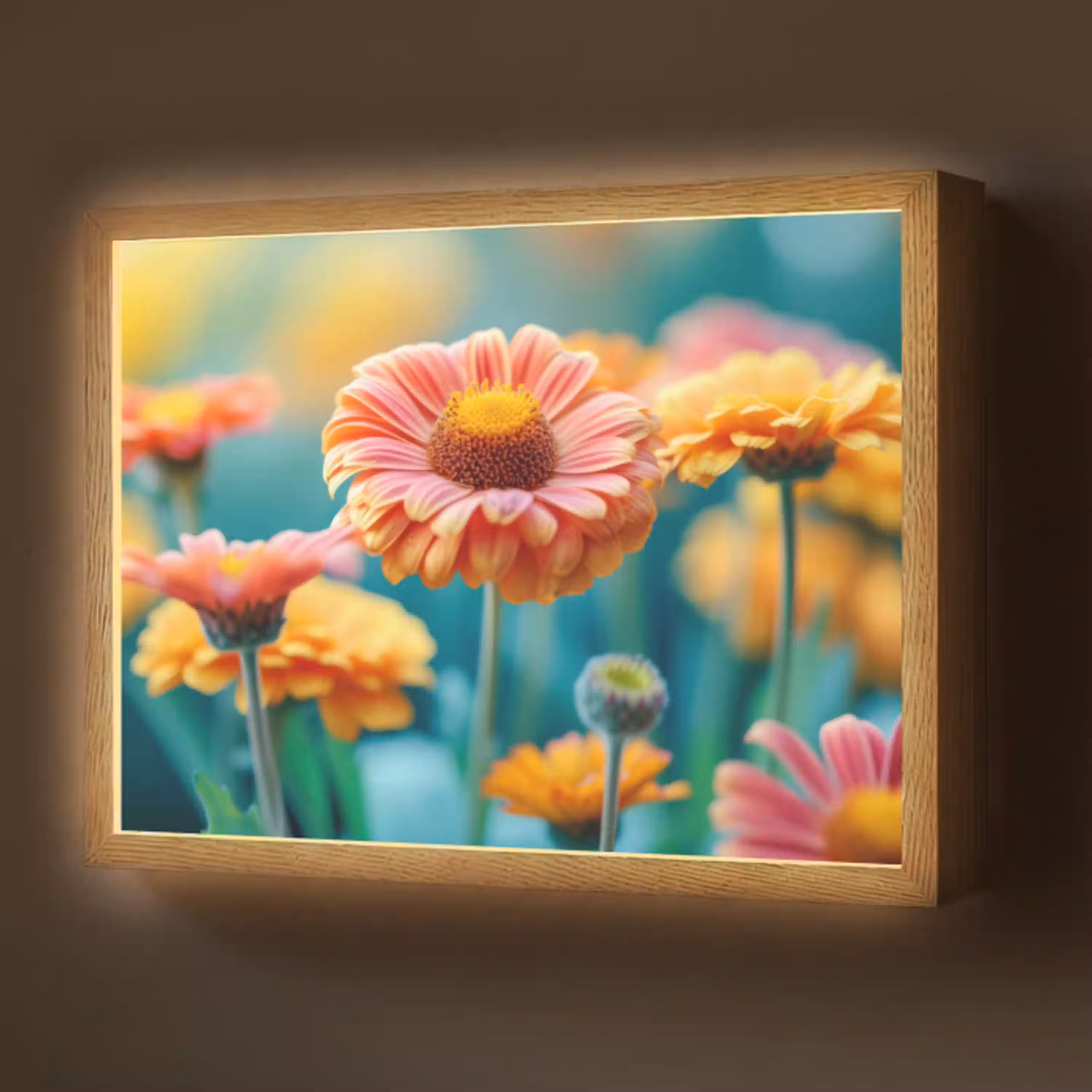 Bloemen - Kleurrijk - Natuur - Gerbera Light Box met batterij (Wandlamp) middel -z3d_website