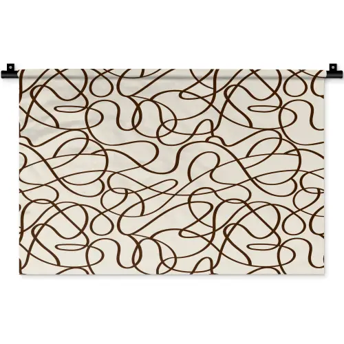 Beige - Lijnen - Donkerbruin Wandkleed katoen klein 269 -zz3d