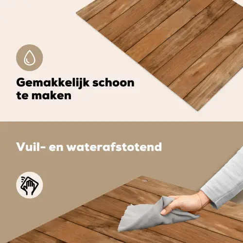 Hout - Naturel - Planken - Structuur Inductie beschemer met haakjes klein -ky-schoon-nl