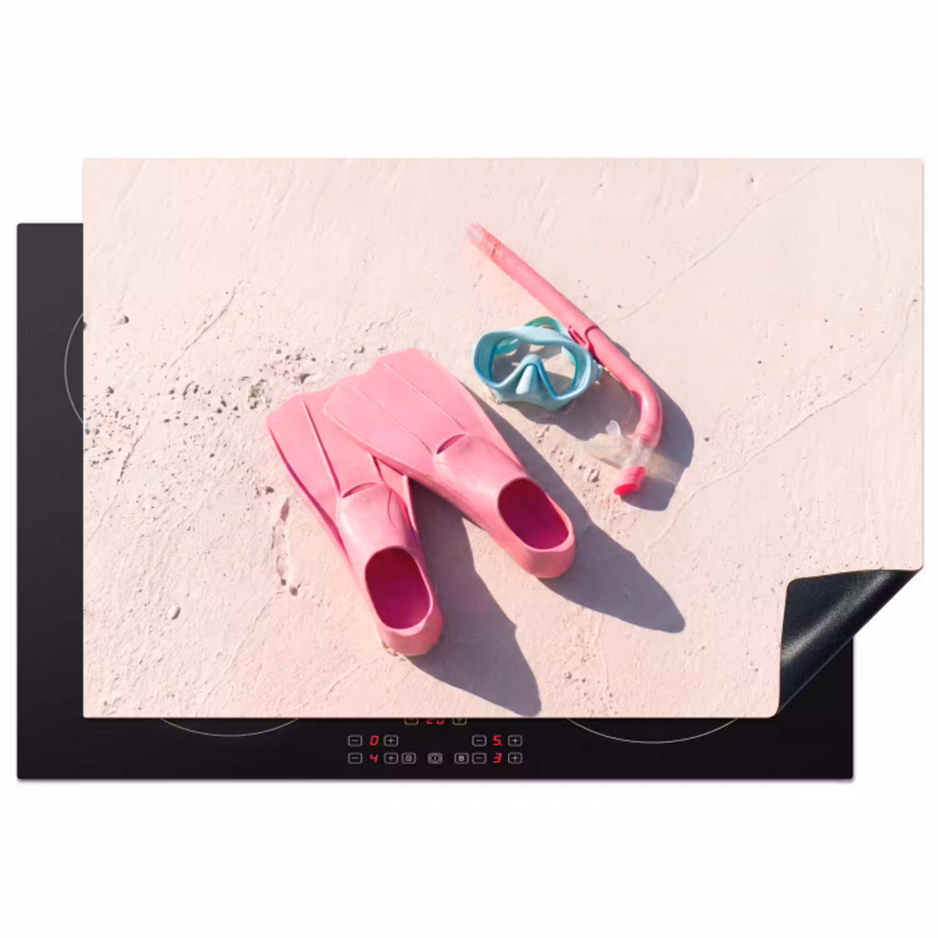 Snorkelset - Strand - Zomer - Roze Inductie beschermer vinyl 3mm klein -3d