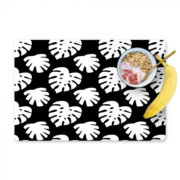 Monstera - Silhouetten - Tropisch - Wit Placemat vinyl groot 368 -zzzproduct_Kitchenyeah-website