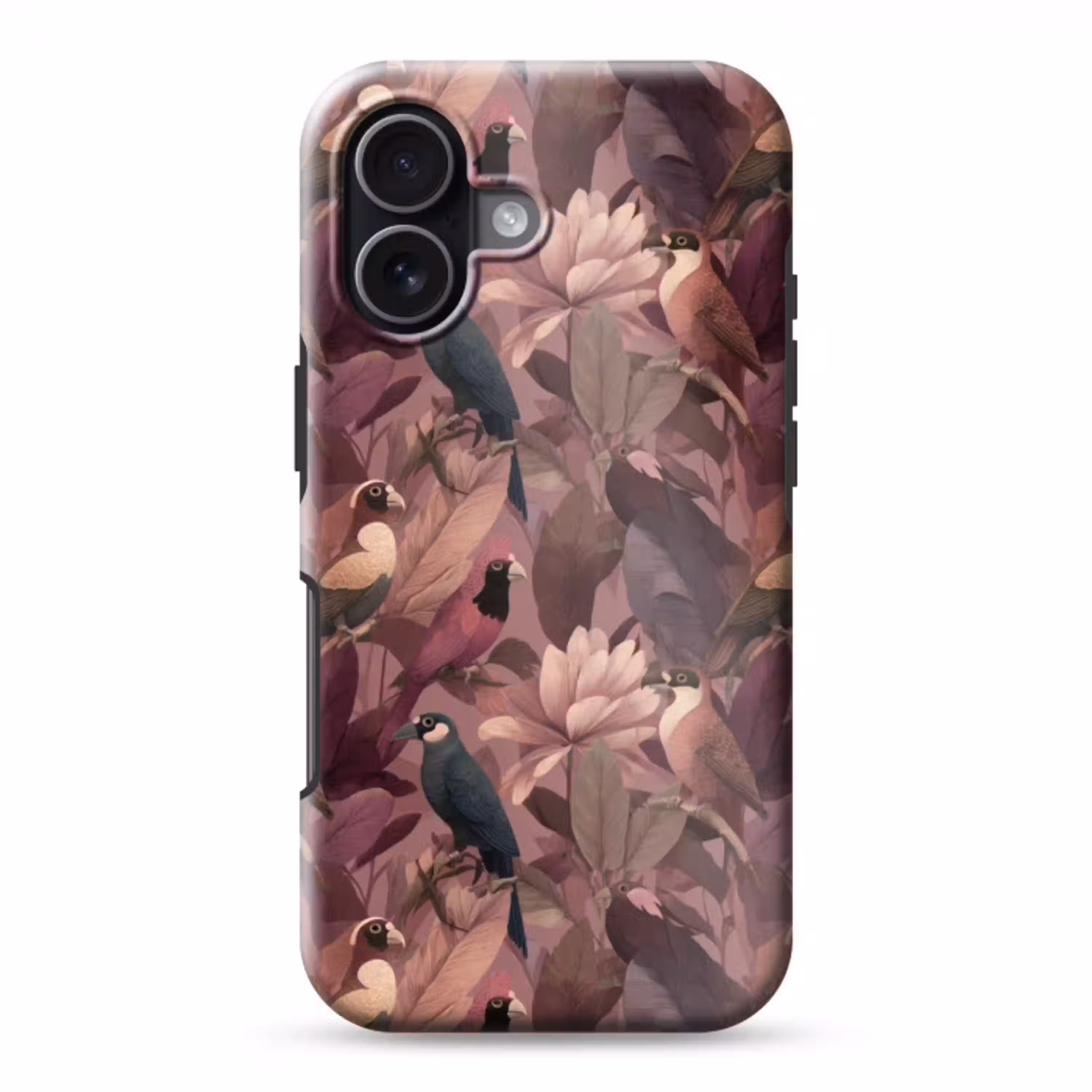Vogels - Bladeren - Roze Toughcase MagSafe Apple iPhone 17 klein 1017 -3d