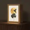 Zwarte kolibrie - Bloem - Gouden cirkel Light Box met kabel (Tafellamp) klein -z3d_website