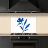 Bloem - Blaadjes - Minimalistisch - Blauw keuken achterwand spatscherm klein -sfeer1