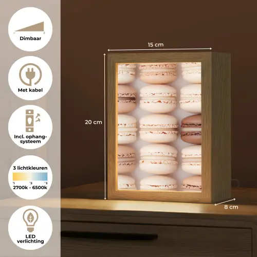 Macarons - Beige - Bruin Light Box met kabel (Tafellamp) klein -USP_NL