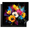 Bloemen - Kleurrijk - Graffiti - Modern - Boeket Inductie beschermer vinyl 3mm middel -3d