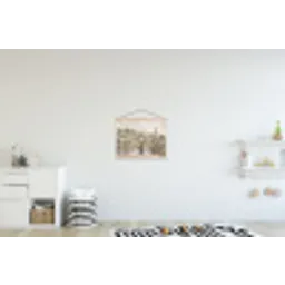 Dorp - Brug - Uitzicht - Groen textielposter latten blank klein -kinderkamer