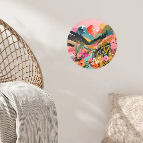 Rivier - Diepte - Bloemen Wandcirkel behangsticker klein -sfeer4