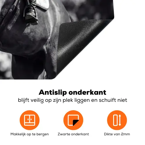 Springen - Paard - Zwart - Wit Inductie beschermer vinyl 3mm klein -zzzzzzz-td-onderkant