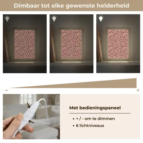 Luipaard - Patroon - Roze Light Box met kabel (Tafellamp) klein 925 -USP_dimbaarNL