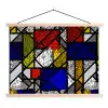 Mondriaan - Glas in lood - Oude Meesters - Kunstwerk - Abstract - Schilderij textielposter latten blank klein -3d