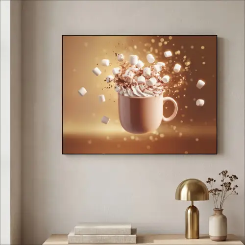 Chocomelk - Drinken - Warm - Bruin Textielframe zwart klein -sfeer2