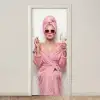 Vrouw - Roze - Wijn - Zonnebril deurposter klein -3d_beige