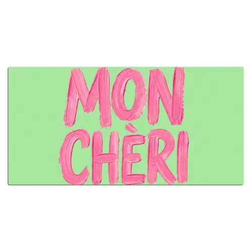Mon cheri - Groen - Roze Muismat XXL klein -3d_leeg