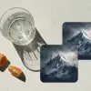 Sneeuw - Berg - Wolken onderzetter kurk middel -sfeer4