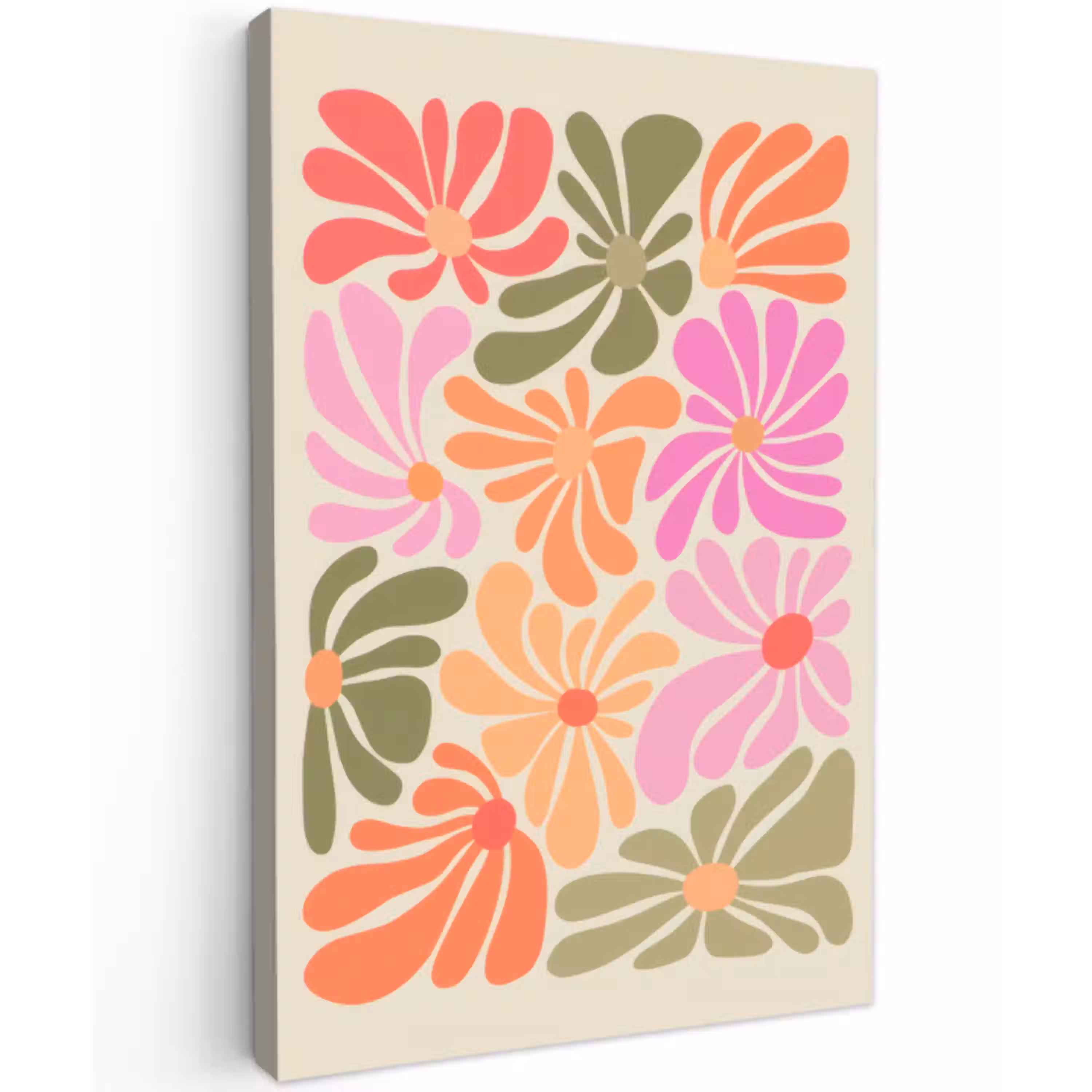 Bloemvormen - Retro - Kleurrijk canvas 2cm klein -z3d