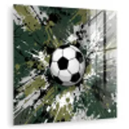 Voetbal - Verf - Spetters - Groen plexiglas 5mm klein -zzzproduct_nieuw