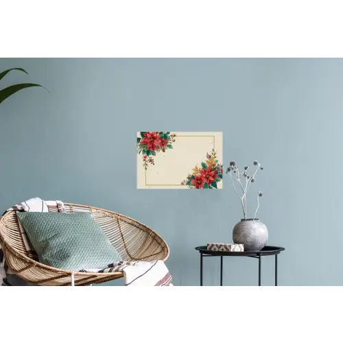 Kerst - Poinsettia - Omlijsting - Kleurrijk Muursticker klein -plant