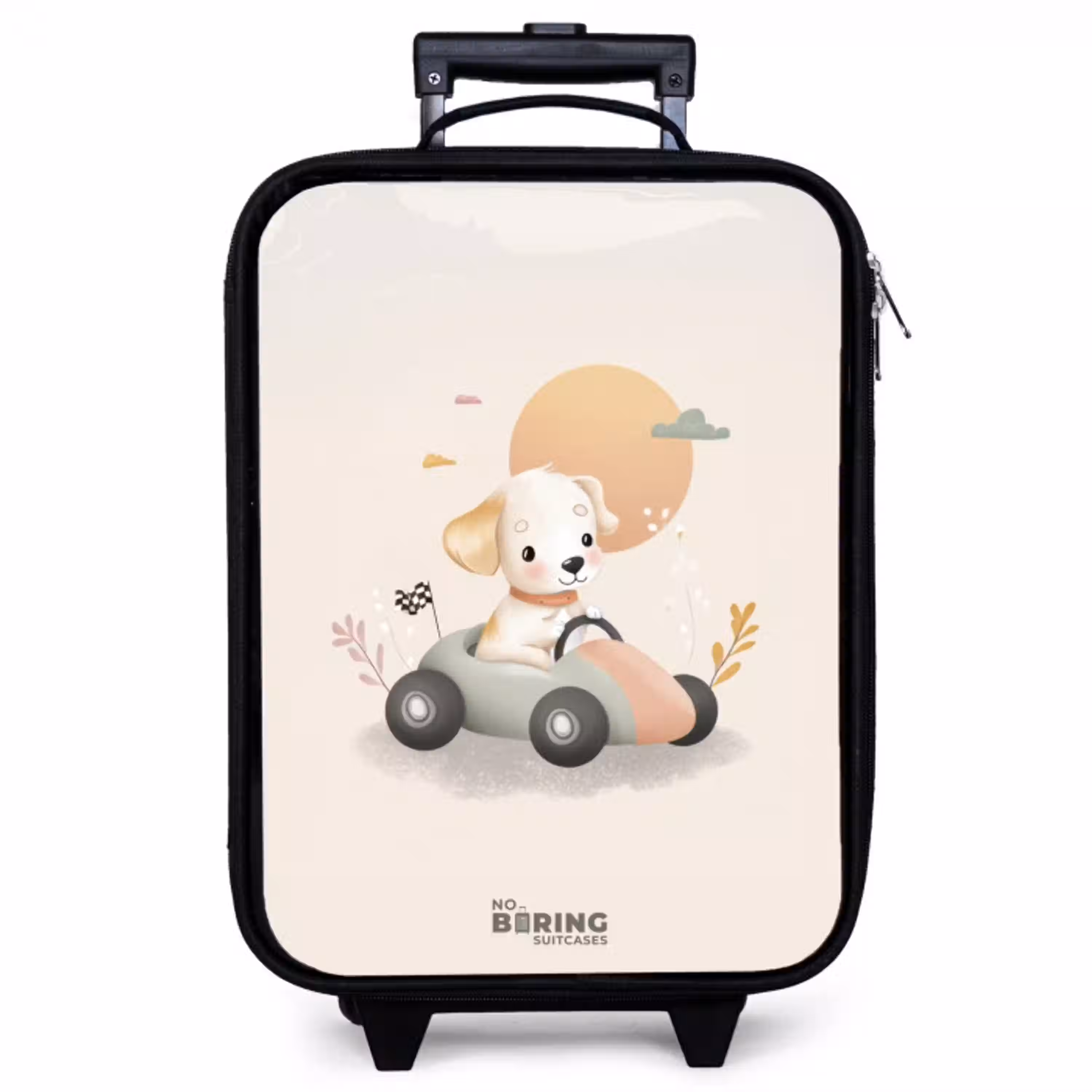 Puppy in een raceauto in beige kleuren Kinderkoffer - Zwart klein -zzz_website3d