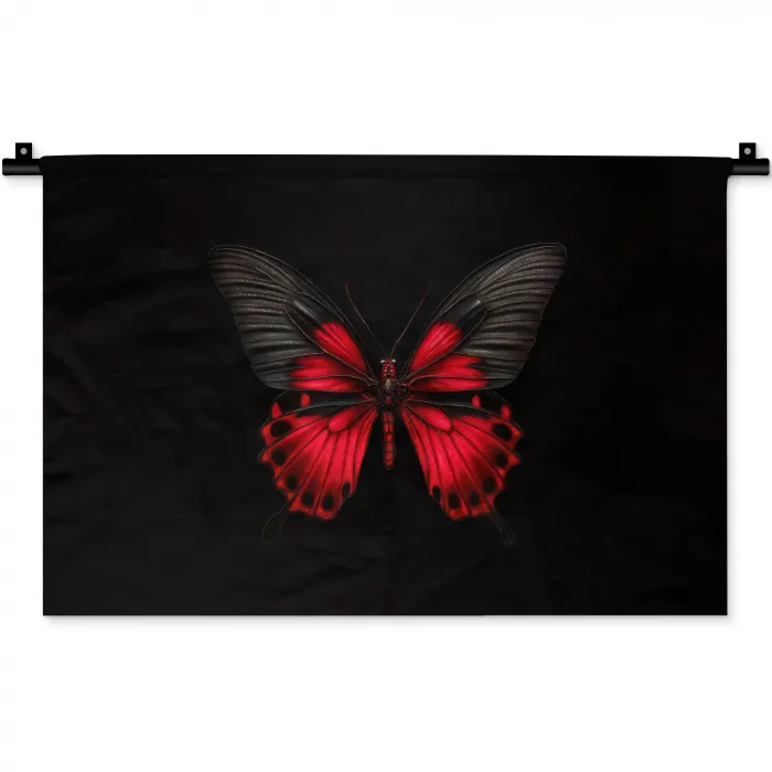 Vlinder - Rood - Contrast Wandkleed katoen klein -zz3d