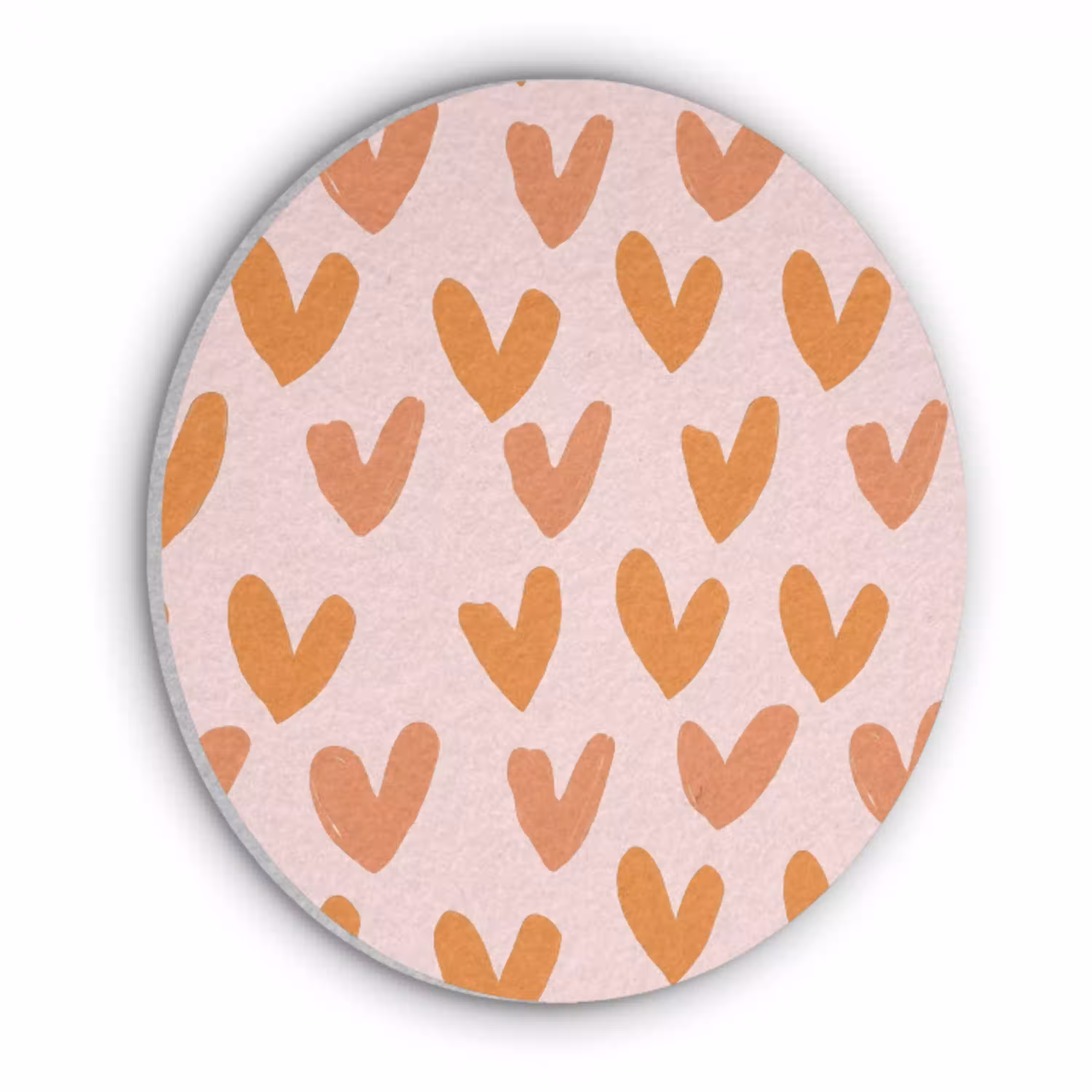 Hartjes - Getekend - Oranje Akoestische PET Vilt - Rond klein 838 -3d