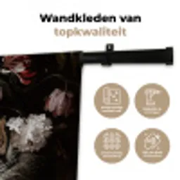 Bloemen - Jan Davidsz de Heem - Tijger - Schilderij - Stilleven - Oude meesters Wandkleed katoen klein -sfeer2