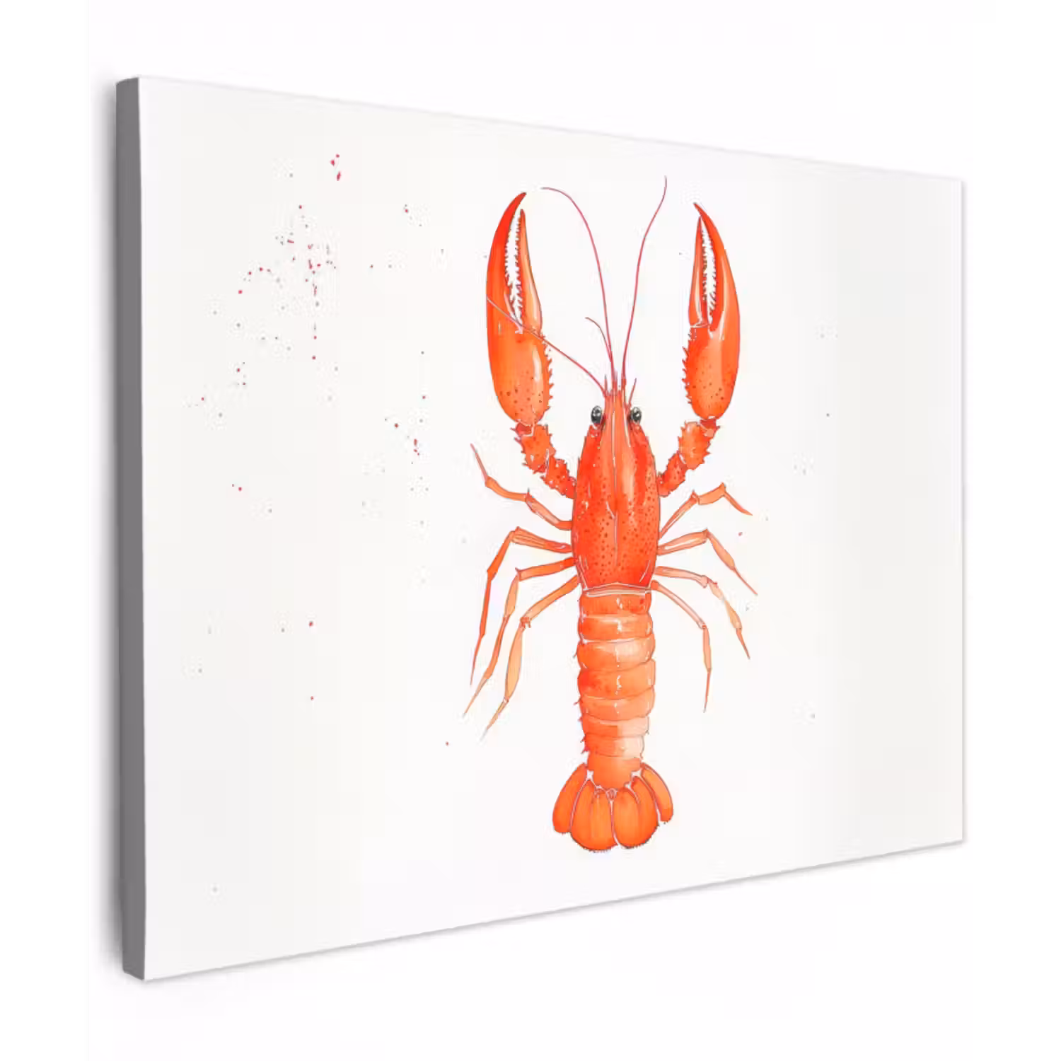 Canvas schilderij - Kreeft - Waterverf - Aquarel - Oranje