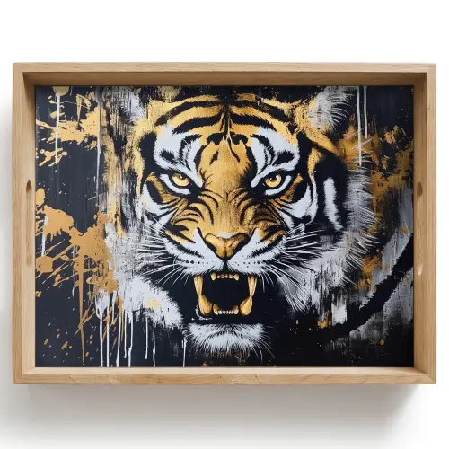 Tijger - Verfspatten - Goud Dienblad Rechthoek middel -z3d_shopping