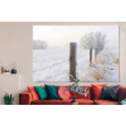Hek - Sneeuw - Mist - Platteland - Nostalgisch forex 5mm xxl -woonkamer