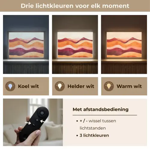 Abstract - Landschap - Golven Light Box met batterij (Wandlamp) middel -USP_lichtkleurNL