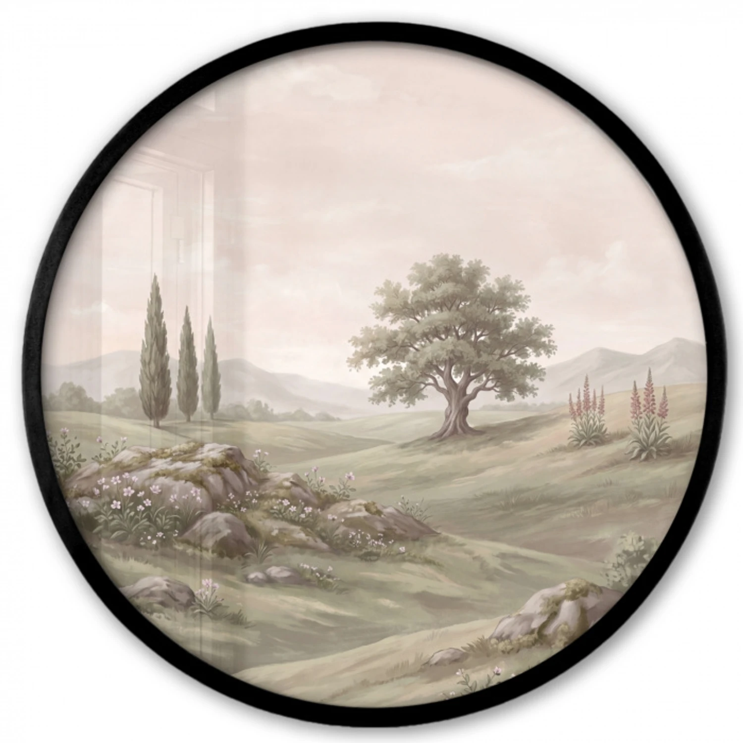 Heuvellandschap - Bomen - Natuur - Groen Fotolijst rond zonder passe partout klein -3d