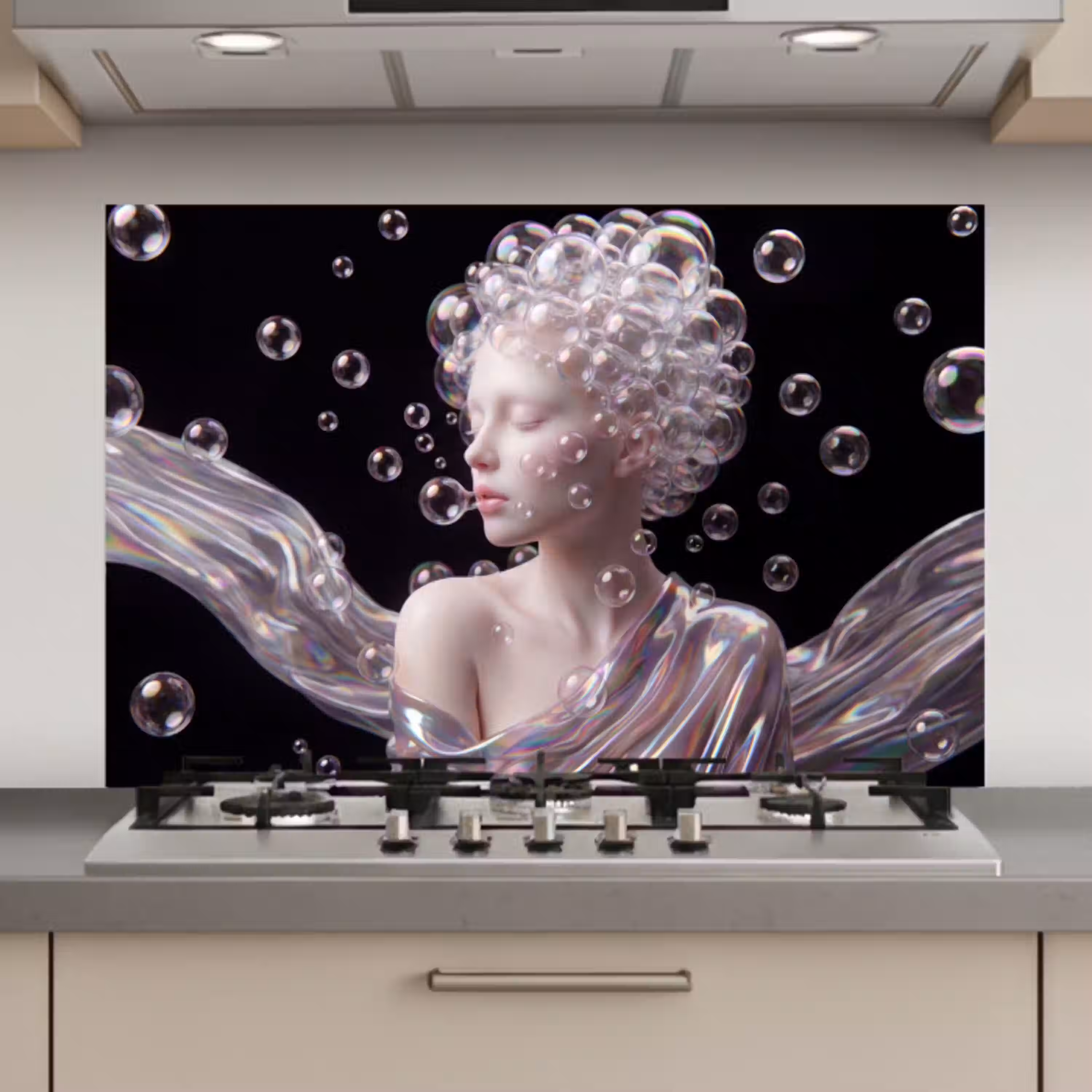 Vrouw - Bellen - Abstract - Kleurrijk keuken achterwand spatscherm klein -3d_website