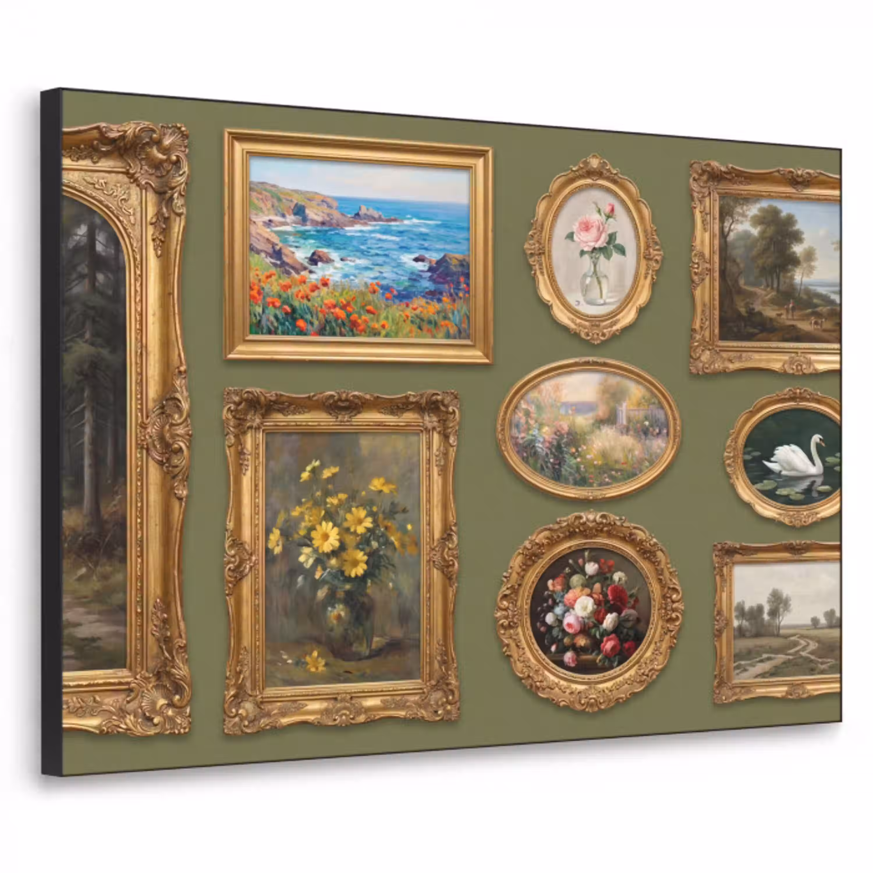 Hert - Bos - Natuur - Klassiek - Dieren Textielframe zwart klein -3d