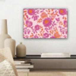 Bloemenpatroon - Roze - Oranje - Bloemen canvas 2cm klein -sfeer6