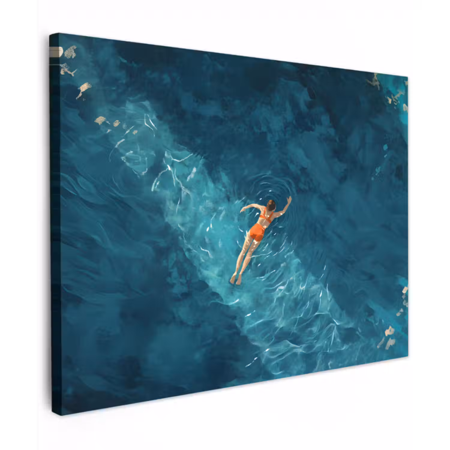 Canvas schilderij - Vrouw - Water - Bikini - Oranje