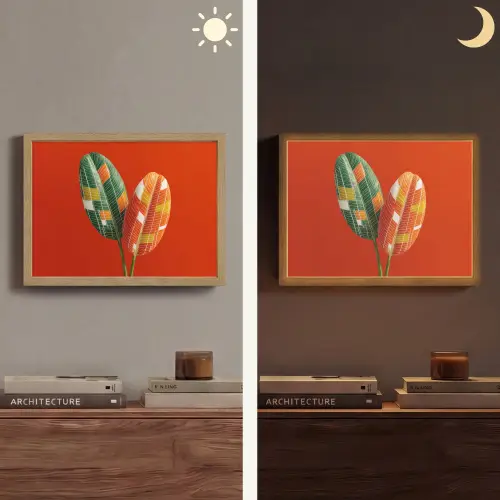 Bladeren - Ovaal - Mozaïek - Patroon Light Box met batterij (Wandlamp) middel -sfeer3