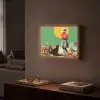 Retro - Meisje - Kat - Zon Light Box met batterij (Wandlamp) middel -sfeer1