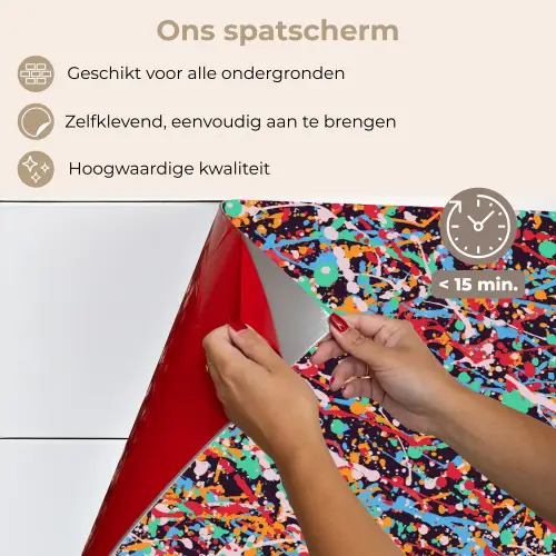 Spat - Abstract - Waterverf - Multi keuken achterwand spatscherm klein 900 -spatscherm_NL