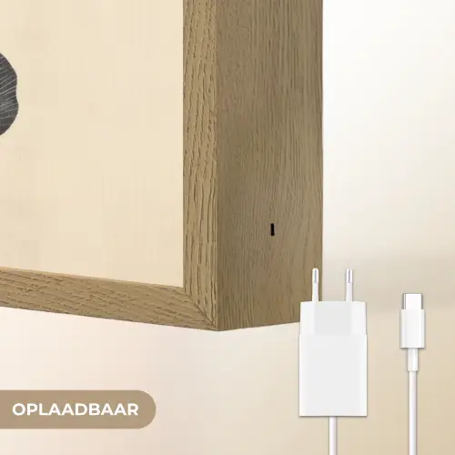 Bladeren - Minimalistisch - Zwart Light Box met batterij (Wandlamp) middel -USP_websiteoplaadbaarNL