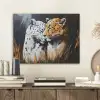 Luipaard - Oranje - Wit - Gras PET vilt klein -sfeer1