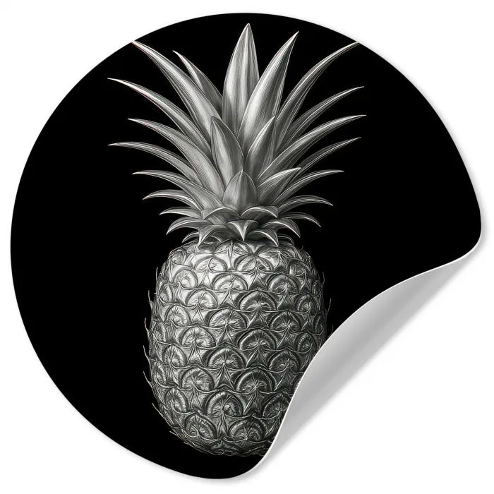 Ananas - Gedetailleerd - Bladeren Wandcirkel behangsticker klein -3d