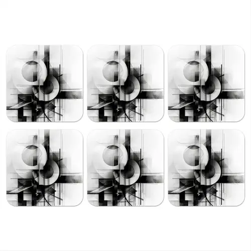 Abstract - Kunst - Modern - Zwart wit onderzetter kurk middel -3d