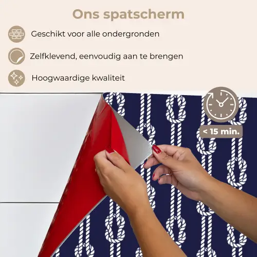 Oceaan - Touw - Blauw - Wit keuken achterwand spatscherm klein 900 -spatscherm_NL