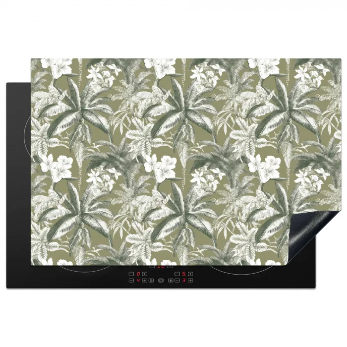 Botanisch - Bloemen - Groen Inductie beschermer vinyl 3mm klein 276 -3d